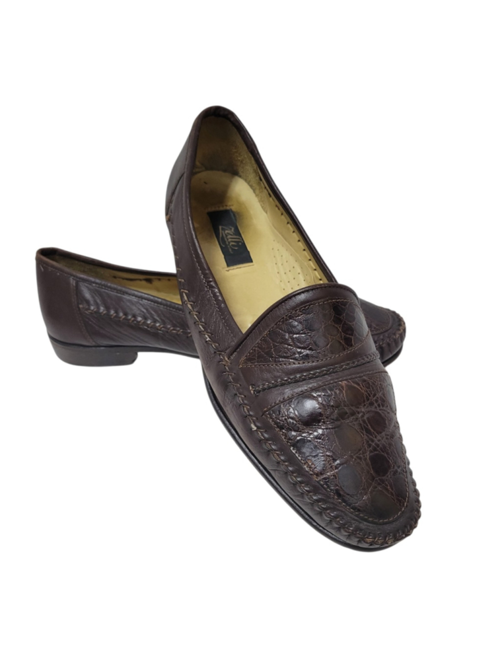 Zelli Exotic Genuine Ostrich Brown Leather Milano Penny Loafer Size 11.5W Men's
